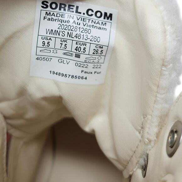 NEW SOREL 9.5 Brex Cozy Lace Faux Shearling Sherpa Chunky Snow Boot Cream - Picture 5 of 7